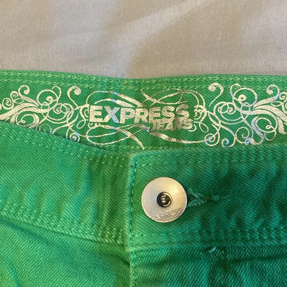 Express Green Denim Shorts